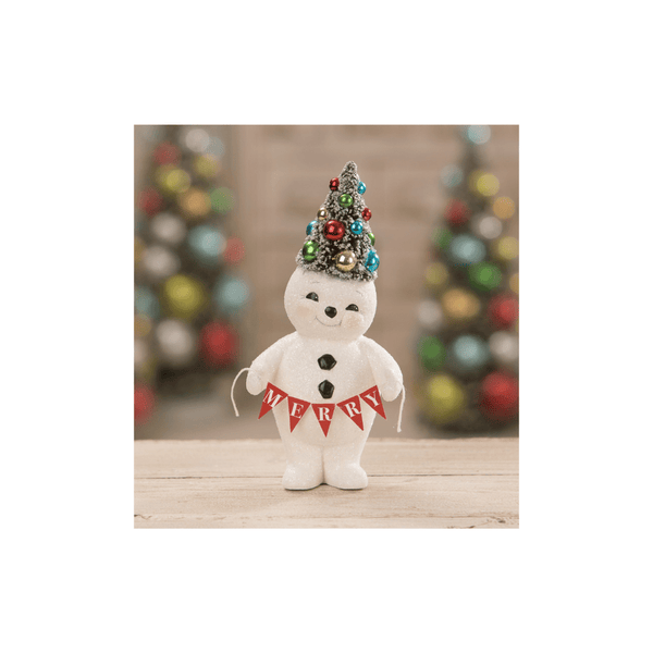 Bethany Lowe Designs Seasonal & Holiday Decorations Bethany Lowe Retro Merry Snowman with Tree
