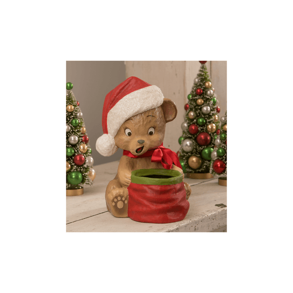 Bethany Lowe Designs Seasonal & Holiday Decorations LAST ONE! Bethany Lowe Christmas Surprise Bear | Bethany Lowe Holiday | Vintage Holiday Bear