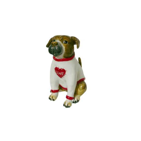 Blue Sky Clayworks Dog Decor Loving Dog with Sweater Brown - Hand Painted Ceramic