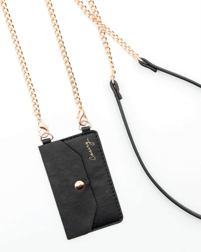 Casery Phone Pocket Vegan Leather Crossbody Phone Pocket Black by Casey | Adhesive Phone Wallet with Removable Strap