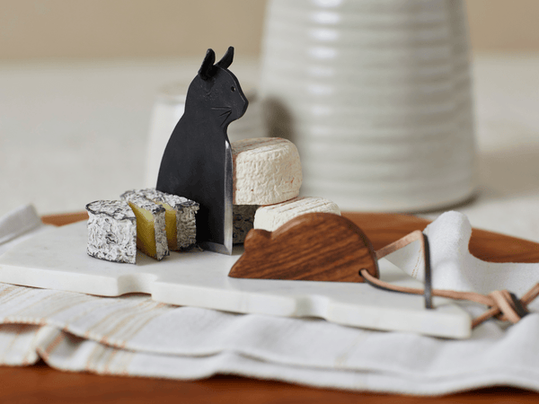 Citrine Serveware Wrought Iron Cat Cheese Blade | Cat and Mouse Serveware | Fun Cat Lover Gifts