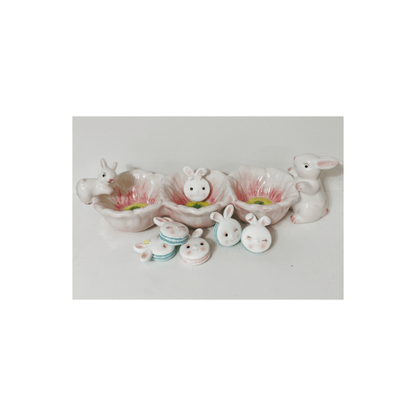 Cupcakes & Cashmere Home Accents Bunny Macaroons Decor Set of 6 - Tiered tray Table Decor