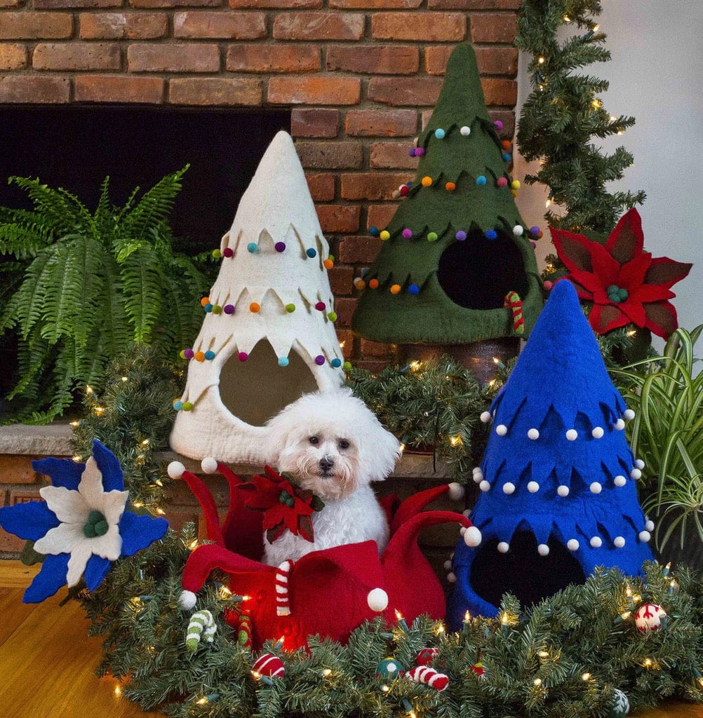 Dharma Dog Karma Cat Pet Bed DDKC Holiday Tree Wool Pet Cave | Fun Holiday Pet Bed | Christmas Tree Pet Bed