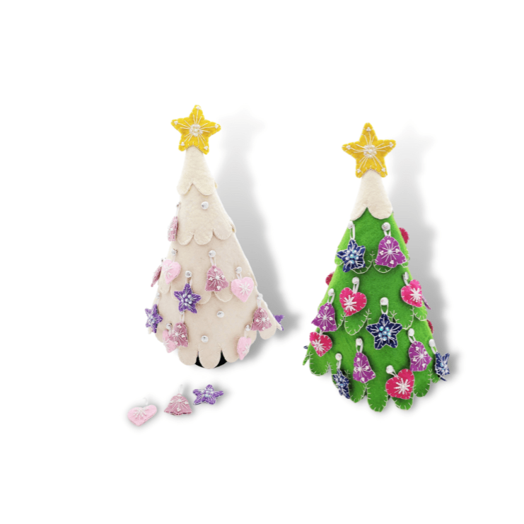 Eclectic Woodchuck Seasonal & Holiday Decorations Eclectic Woodchuck White Pink Lavendar Felted Wool Advent Tree | Felt Advent Calendar