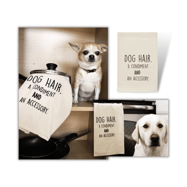 ellembee gift Kitchen Towels Dog Hair A Condiment & Accessory Kitchen Tea Towels | Dog Kitchen Towels | Funny Kitchen Towels
