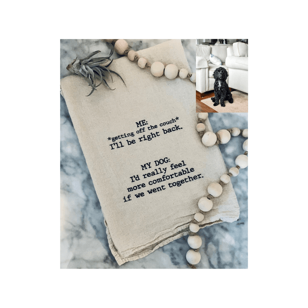 ellembee gift Kitchen Towels Me Getting Off the Couch Kitchen Towels | Dog Lover Kitchen Towels | Funny Kitchen Towels