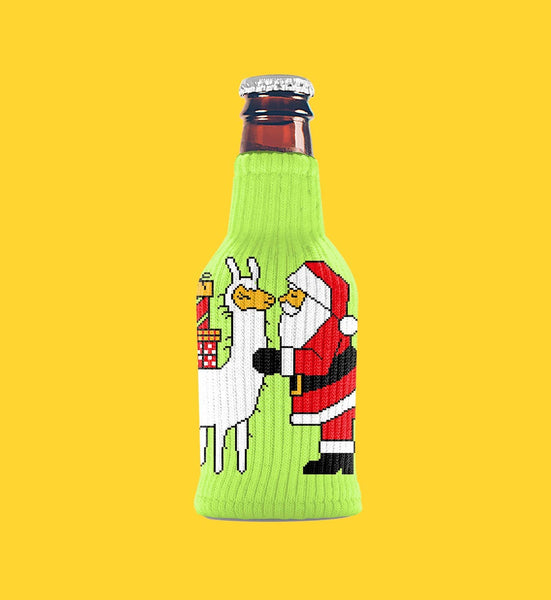 Freaker USA Koozie Lama Kissing Santa Koozie | Christmas Sweater koozie | Bottle Koozie