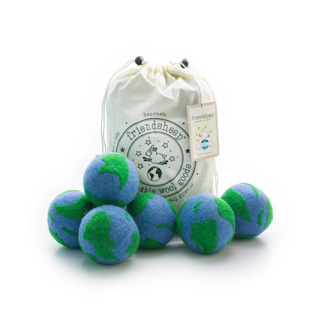 Friendsheep Laundry Accessory Mama Earth Eco Dryer Balls | Planet Earth | Wool Laundry balls