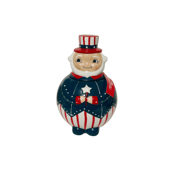 Johanna Parker Seasonal & Holiday Decorations Johanna Parker Uncle Sam Canister Johanna Parker 4th of July Carnival Cottage Americana Stars and Stripes Collection