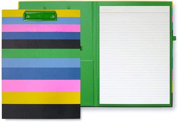 Kate Spade Office Kate Spade New York Clipboard Folio with Low Profile Clip | Professional Padfolio Includes Lined Notepad | Pen Loop, and Pocket, Enchanted Stripe