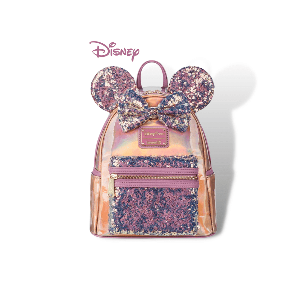 Loungefly Backpack Disney's 50th Anniversary Loungefly Minnie Mouse Earidescent Sequin Backpack | Loungefly Sequin Minnie Mouse Backpack