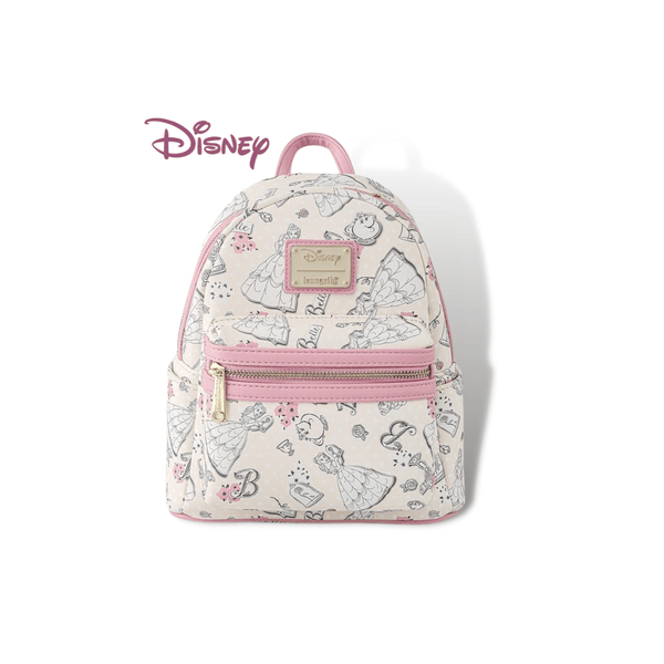Loungefly Backpack Loungefly Disney Beauty and the Beast Belle All Over Print Womens Double Strap Shoulder Bag Purse
