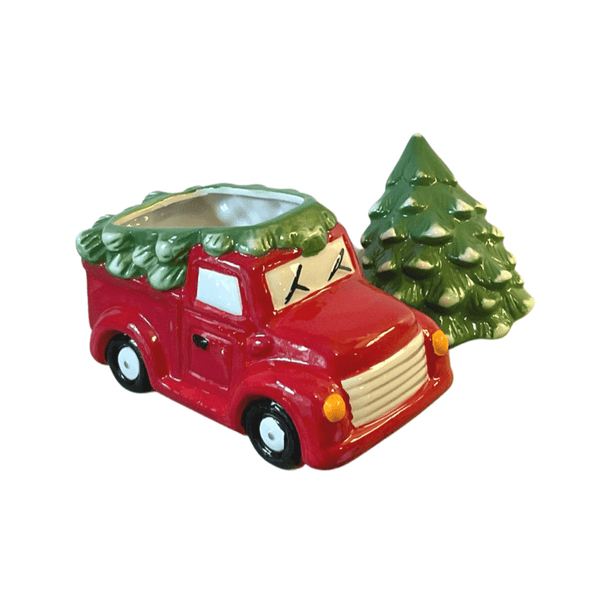 Maxcera Seasonal & Holiday Decorations Vintage Red Truck with Tree Canister
