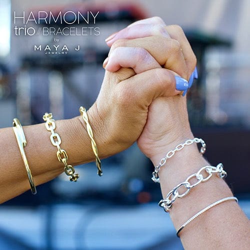 Maya J Bracelet Maya J Harmony Trio Bracelet White Gold | 14K White Gold Plated Stacked Bracelets