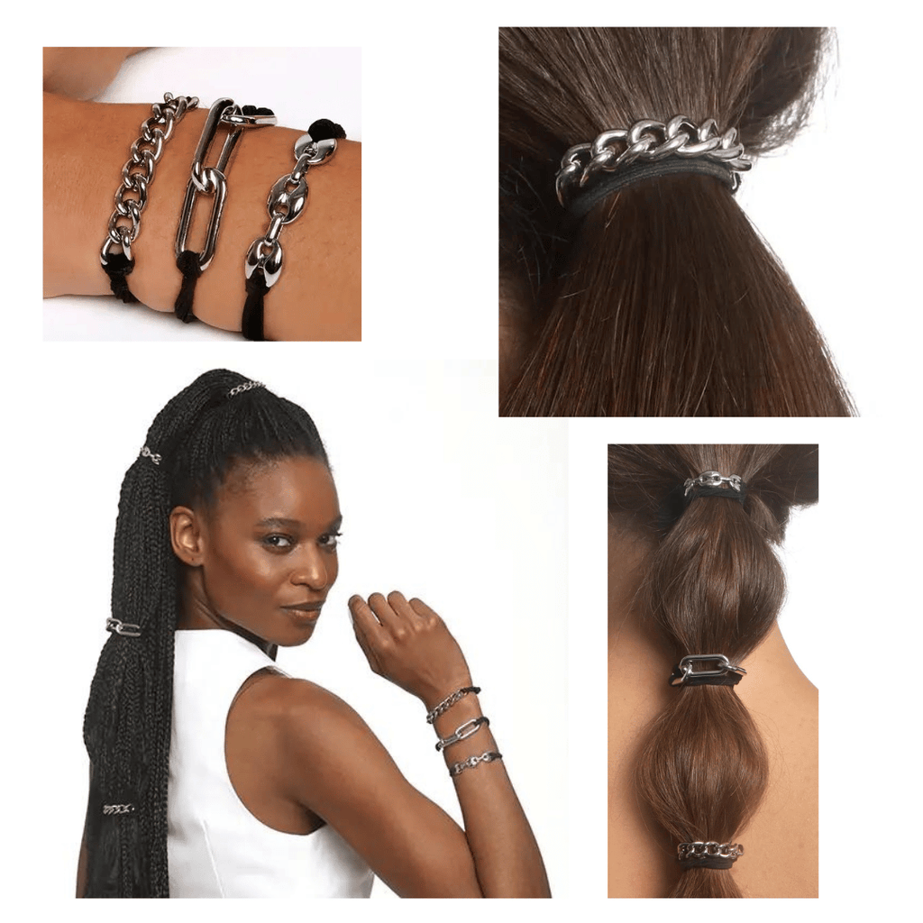 Maya J Hair Tie Bracelet Maya J - Bracelet Hair Tie - White with Black Cord - Set of 3