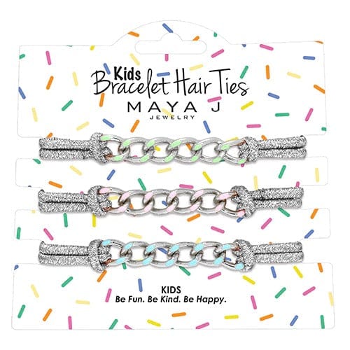 Maya J Hair Tie Bracelet Maya J Kids Silver Sparkle Hair Tie Silver with Color | Kids Sparkled Silver Hair Ties Bracelets