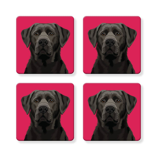 Naked Decor Home Decor Naked Decor Black Labrador Retriever Coasters (4) | Labrador Print Coasters