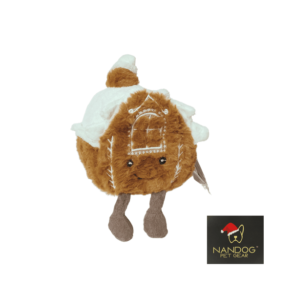 Nandog Dog Toy Nandog Gingerbread House Plush Dog Toy