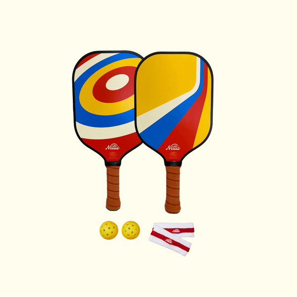 Nettie Pickleball Co. Pickleball Nettie Pickle Ball - Pickleball Set 2-Pack: 70s Collection: Ace/Slice | Best Pickleball Gifts