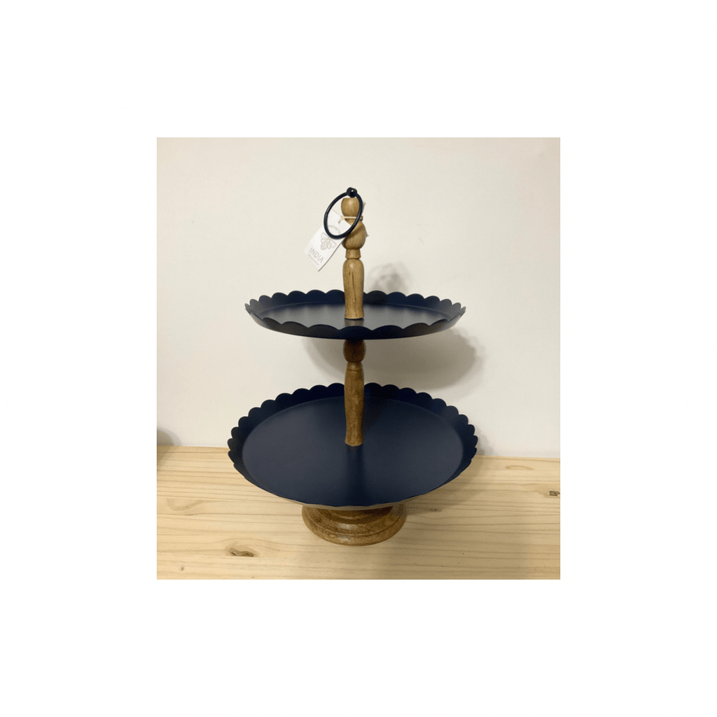Nevhser Lior Serving tray Farmhouse Metal Tiered Tray Navy Blue