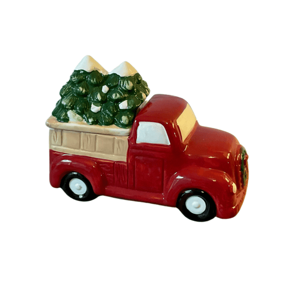 nevsher lior Decorative Bowls Vintage Red Truck with Snow Trees Canister
