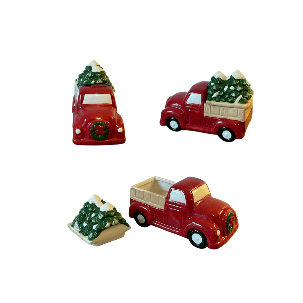 nevsher lior Decorative Bowls Vintage Red Truck with Snow Trees Canister