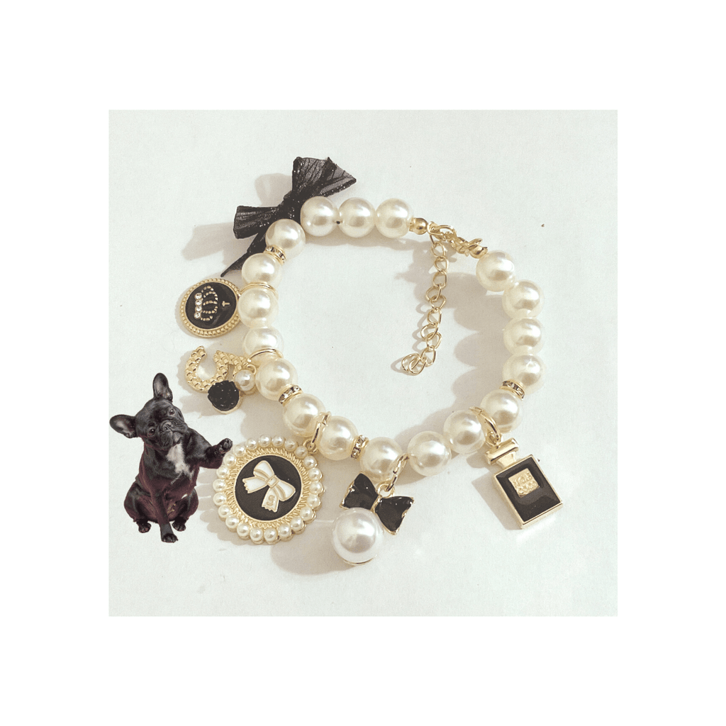 nevsher lior Dog Accessories Black / S Dog Luxury Dog Necklace White/Pink/Black Dog Charm Necklace - Gold | Dog Fashion Jewelry