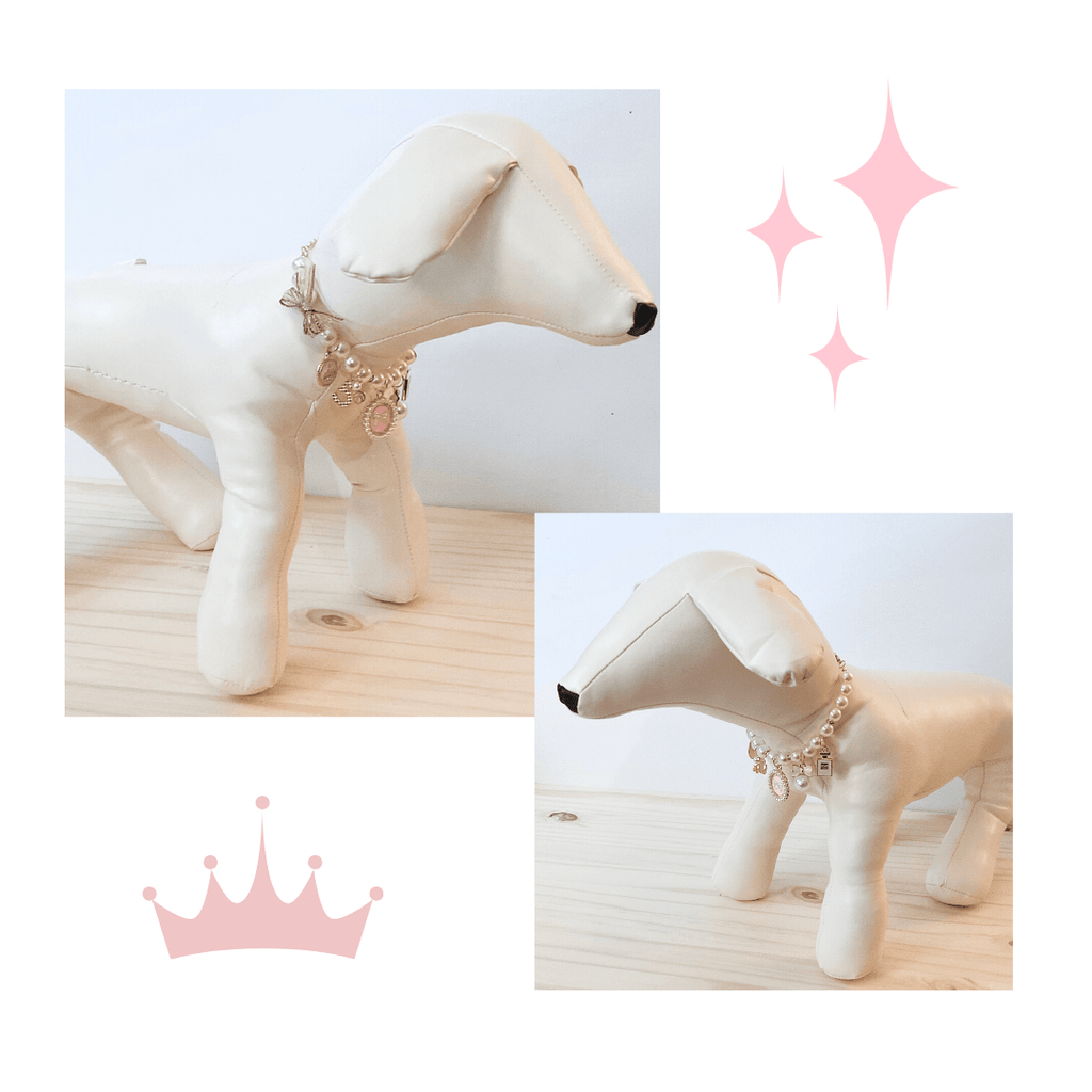 nevsher lior Dog Accessories Dog Luxury Dog Necklace White/Pink/Black Dog Charm Necklace - Gold | Dog Fashion Jewelry