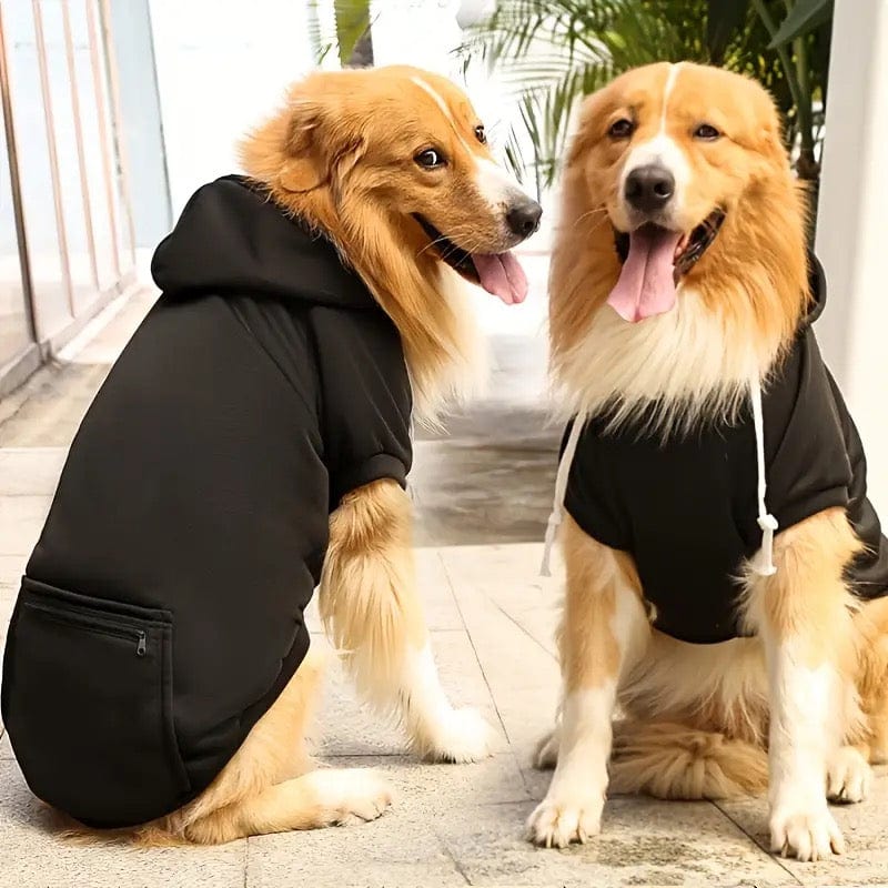 nevsher lior Dog Apparel Black / XXL Large Dogs - Sweatshirt Hoodie with Zip Pocket | Winter Dog Hoodie | Dog Sweatshirt XXL 3XL 4XL 5XL