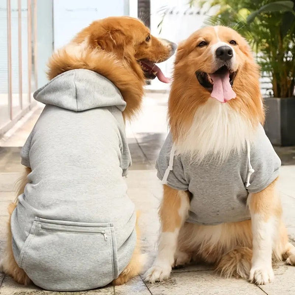 nevsher lior Dog Apparel Grey / XXL Large Dogs - Sweatshirt Hoodie with Zip Pocket | Winter Dog Hoodie | Dog Sweatshirt XXL 3XL 4XL 5XL