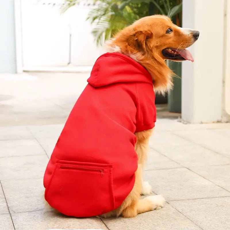 nevsher lior Dog Apparel Red / XXL Large Dogs - Sweatshirt Hoodie with Zip Pocket | Winter Dog Hoodie | Dog Sweatshirt XXL 3XL 4XL 5XL