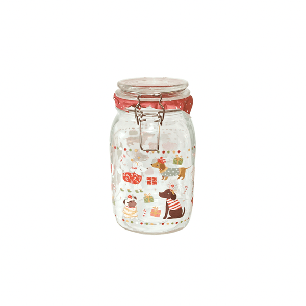 nevsher lior Dog treat container Holiday Doggies Glass Jar
