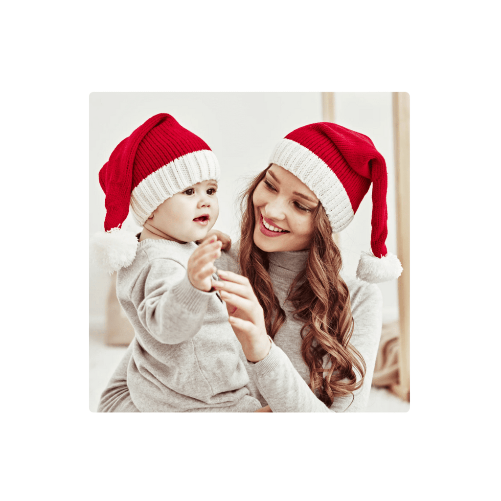nevsher lior Hats Mini and Me Santa Holiday Hats | Matching Knitted Beanie Hat Sets for Holidays