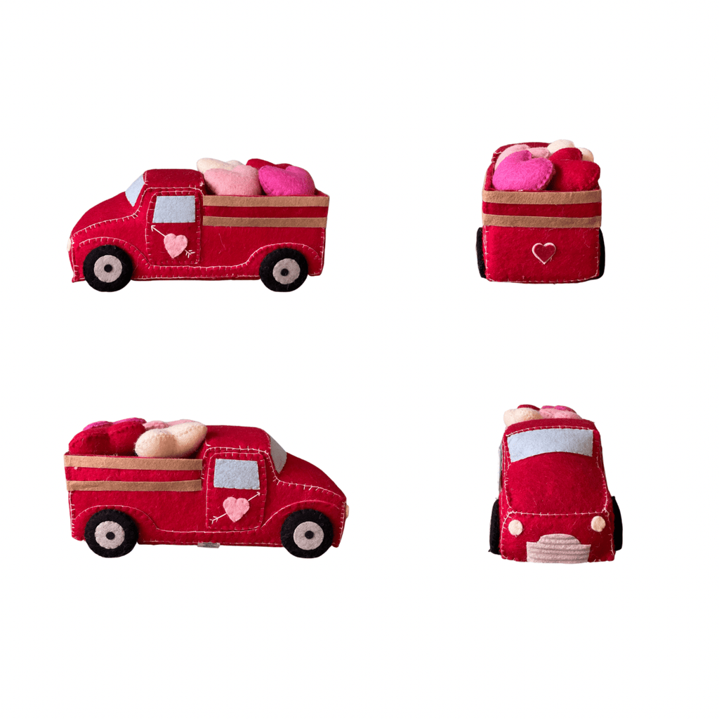 nevsher lior Home Accents Delivery Truck - Red Farmhouse Delivery Trucks Red Hearts & Pink Flowers