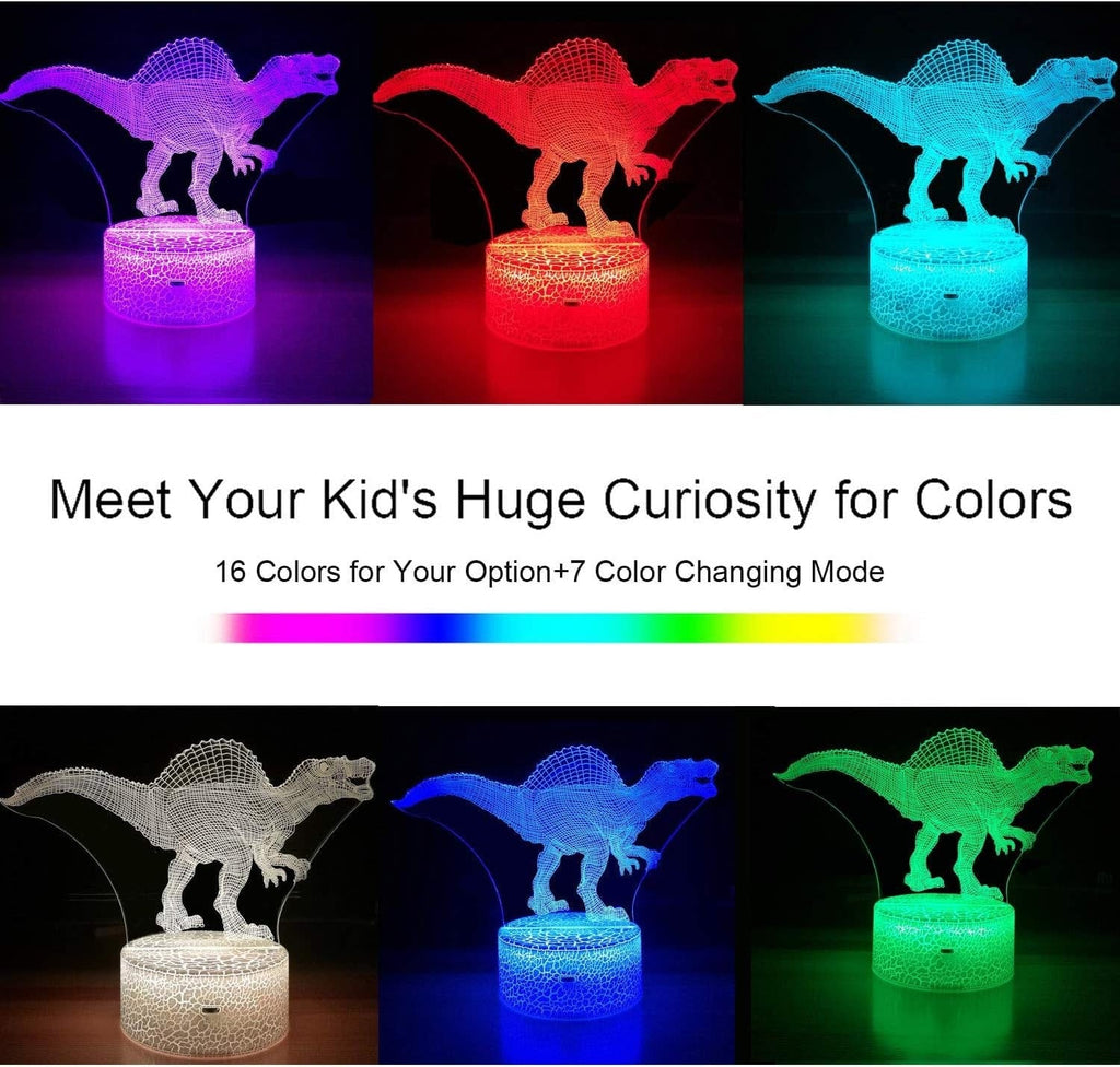 nevsher lior Lamp Dinosaur 3D Night Light Lamp Dimmer, 16 colors, Touch and Remote | Dinosaur Toys
