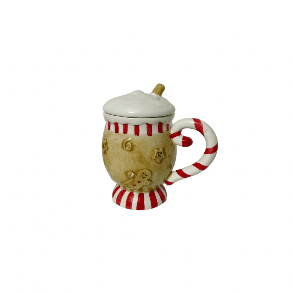 nevsher lior Mug Gingerbread Coffee Mug with Lid, Gingerbread Mug with whip cream top