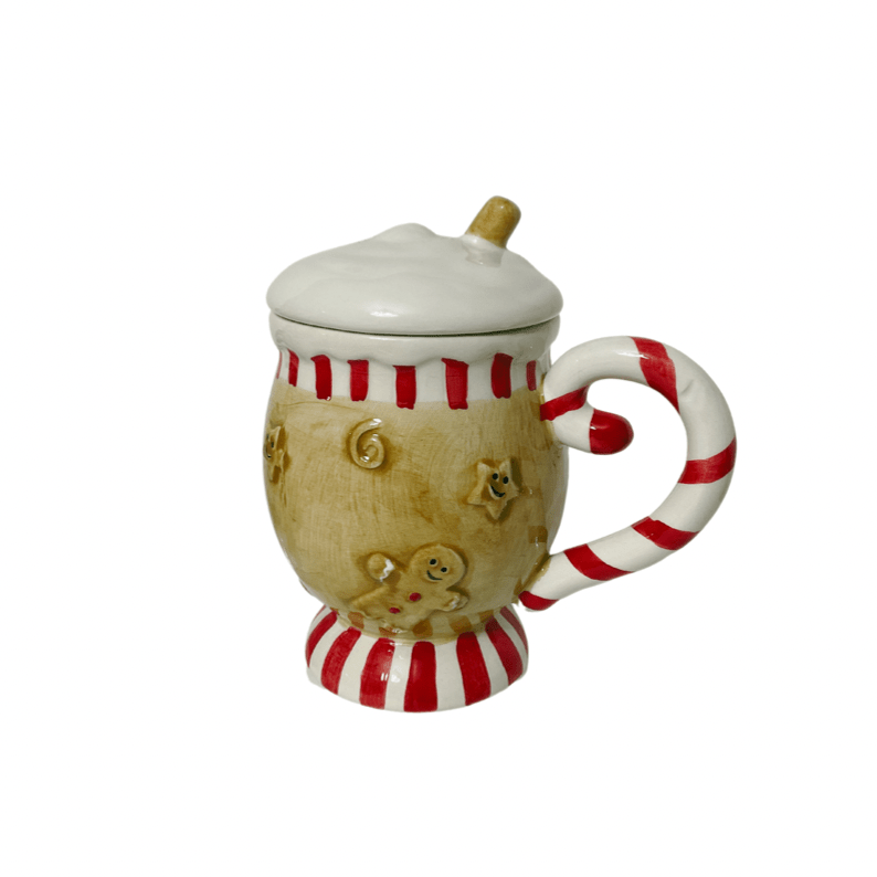 nevsher lior Mug Gingerbread Coffee Mug with Lid, Gingerbread Mug with whip cream top