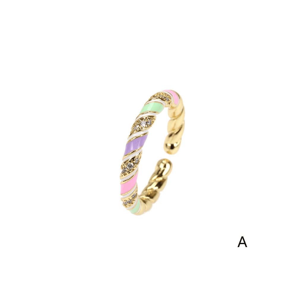 nevsher lior Ring A - Multi 3 color Stackable 14K Gold Plated Brass Rings | Trendy Stackable Rings | Adjustable 14K Gold Ring