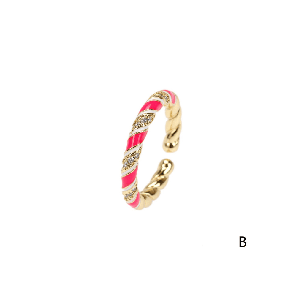 nevsher lior Ring B - Fuchsia Stackable 14K Gold Plated Brass Rings | Trendy Stackable Rings | Adjustable 14K Gold Ring