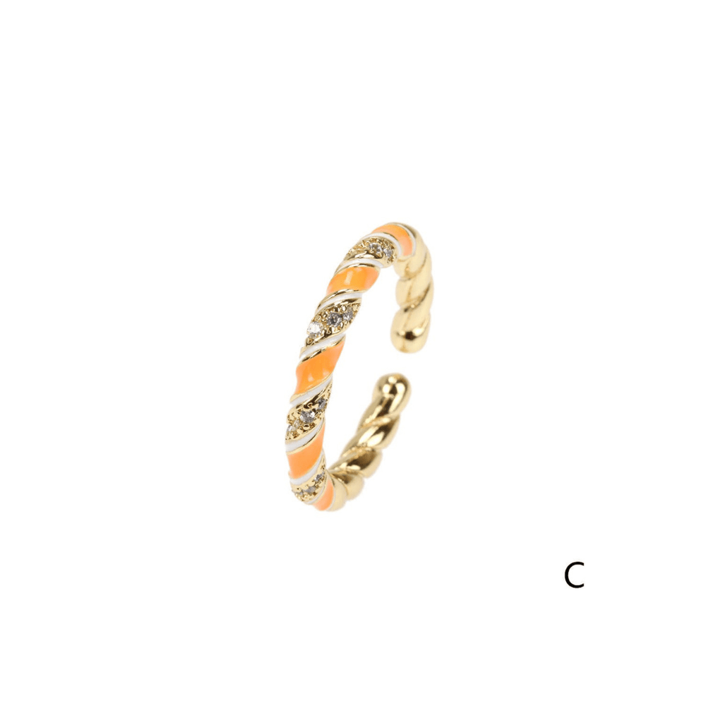 nevsher lior Ring C - Tangerine Stackable 14K Gold Plated Brass Rings | Trendy Stackable Rings | Adjustable 14K Gold Ring