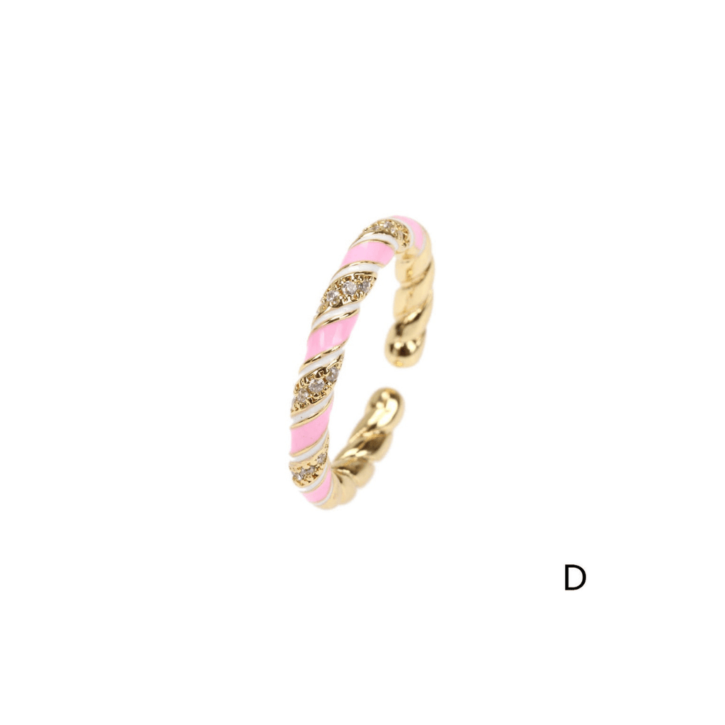 nevsher lior Ring D - Blush Stackable 14K Gold Plated Brass Rings | Trendy Stackable Rings | Adjustable 14K Gold Ring