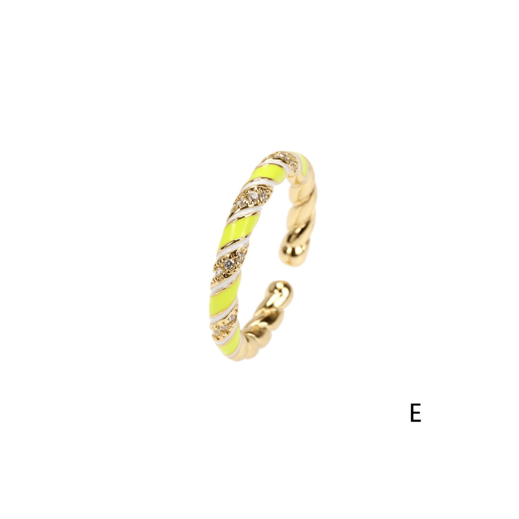 nevsher lior Ring E - Neon Stackable 14K Gold Plated Brass Rings | Trendy Stackable Rings | Adjustable 14K Gold Ring