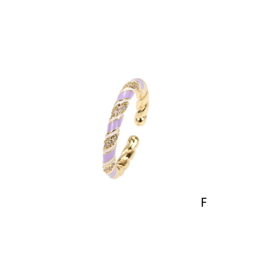 nevsher lior Ring F - Periwinkle Stackable 14K Gold Plated Brass Rings | Trendy Stackable Rings | Adjustable 14K Gold Ring