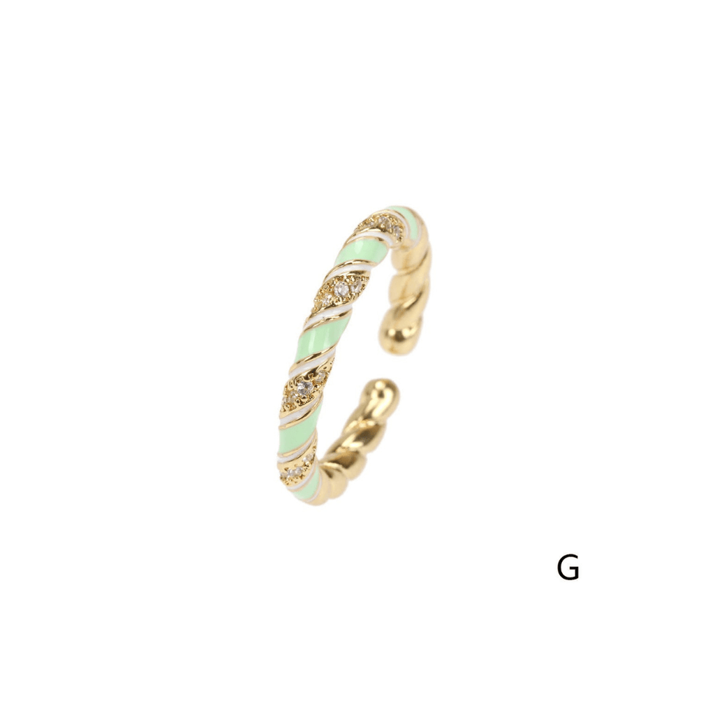 nevsher lior Ring G - Mint Stackable 14K Gold Plated Brass Rings | Trendy Stackable Rings | Adjustable 14K Gold Ring