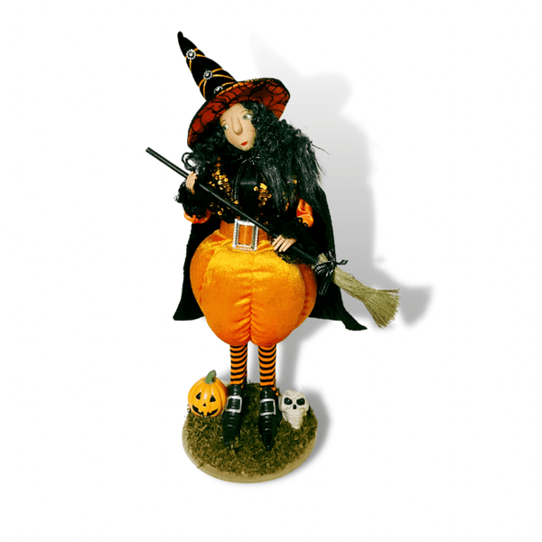 nevsher lior Seasonal & Holiday Decorations Classy Chic Witch 24" Tall with Broom | Large Elegant Witch | Sequin Dressed Witch