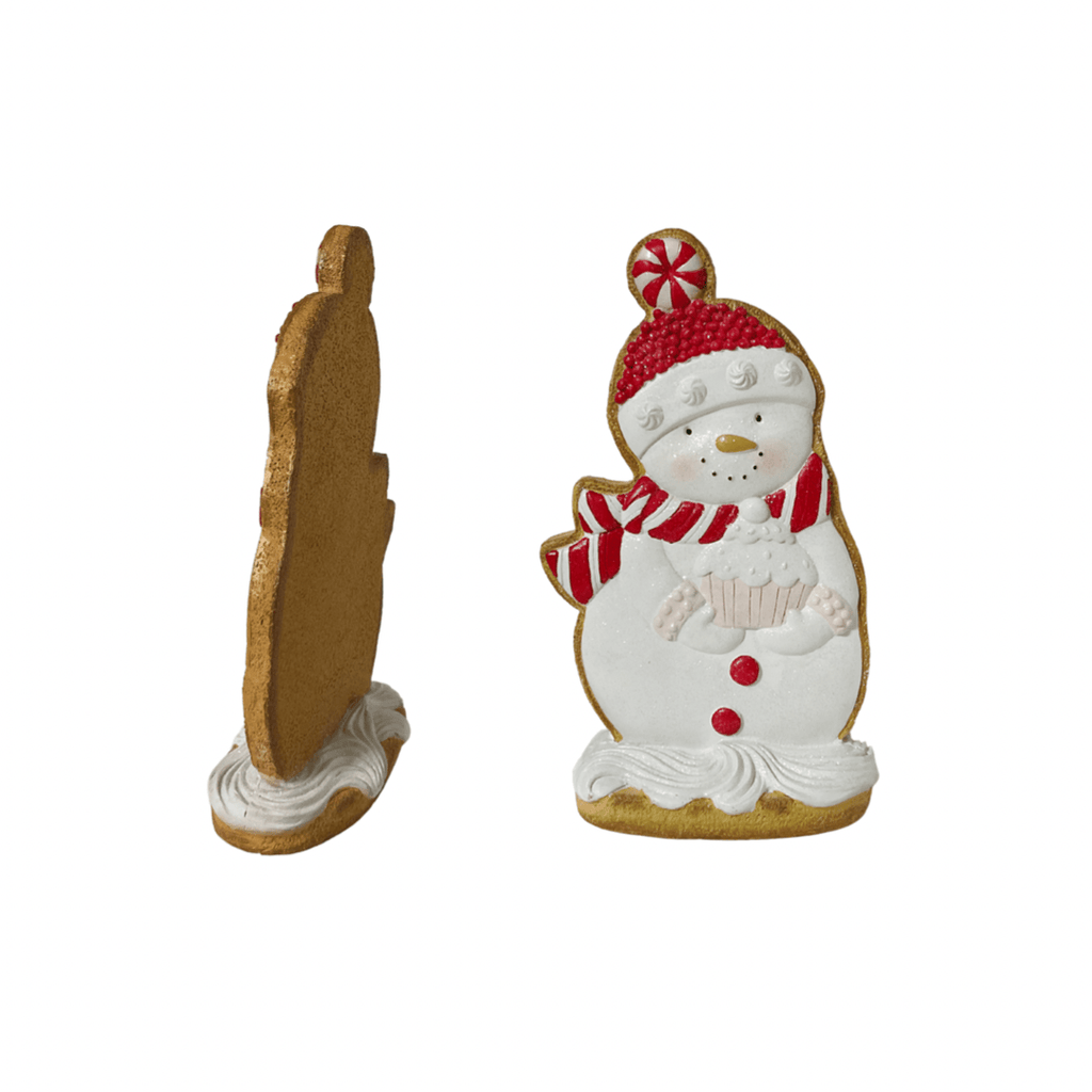 nevsher lior Seasonal & Holiday Decorations Gingerbread Snowman Candy Cane Style with Pink Cupcake