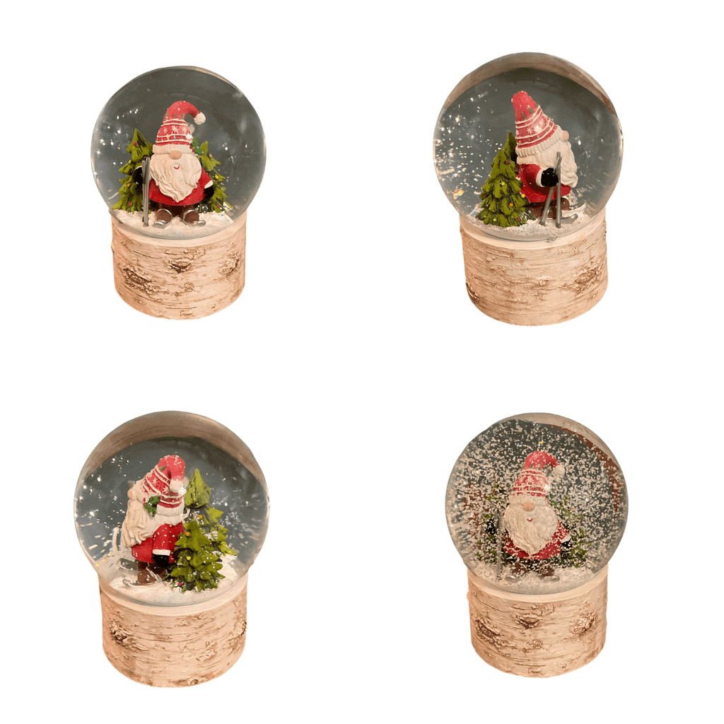 Nevsher lior Seasonal & Holiday Decorations Gnome Skiing Snow Globe "Jingle Bells" Santa and Vintage Reindeer