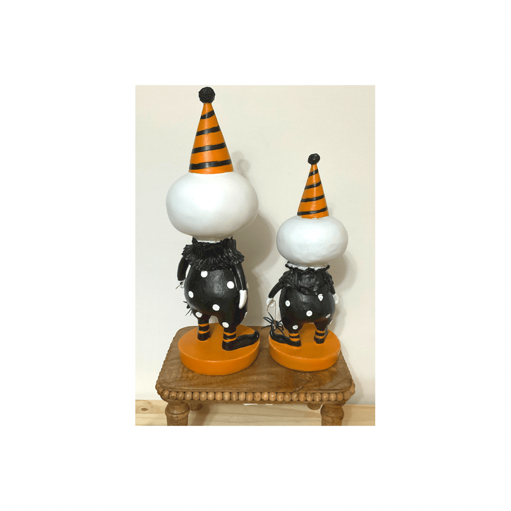 nevsher lior Seasonal & Holiday Decorations Halloween Black and white polka dot Clown Figurines (set of 2) | Stitched Face Figurines