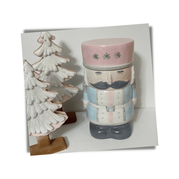 nevsher lior Seasonal & Holiday Decorations Pastel Nutcracker Soldier Canister Cookie Jar | PInk Blue Holiday Canister - Nutcracker