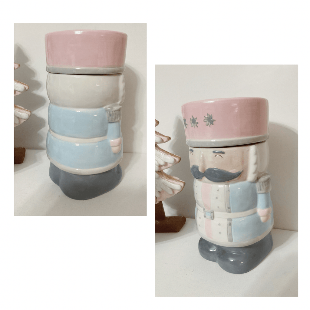 nevsher lior Seasonal & Holiday Decorations Pastel Nutcracker Soldier Canister Cookie Jar | PInk Blue Holiday Canister - Nutcracker
